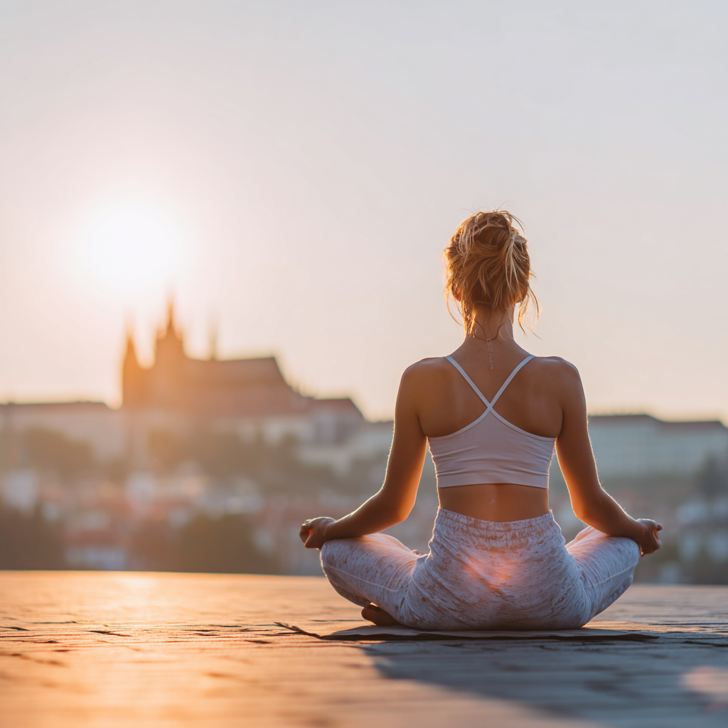 Klidná jógová praxe v přírodě