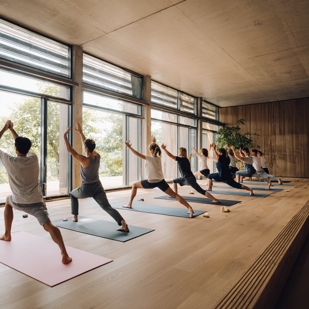 Klidné jógové studio prostředí